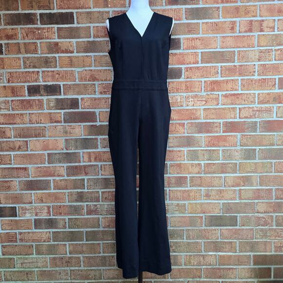 SPANX Pants - Spanx Perfect Sleeveless Jumpsuit Large Petite LP Black Stretch Ponte Knit Vneck